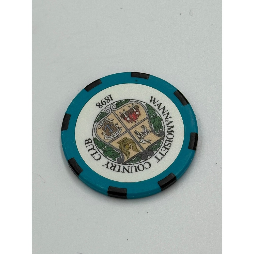 Wannamoisett Country Club Golf Ball Marker Poker Chip Teal White 1898 RI
